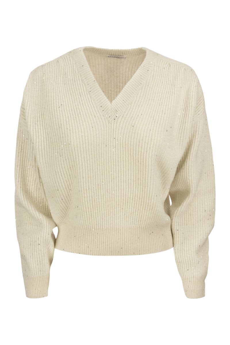 Dazzling & Sparkling cashmere and wool rib sweater - VOGUERINI