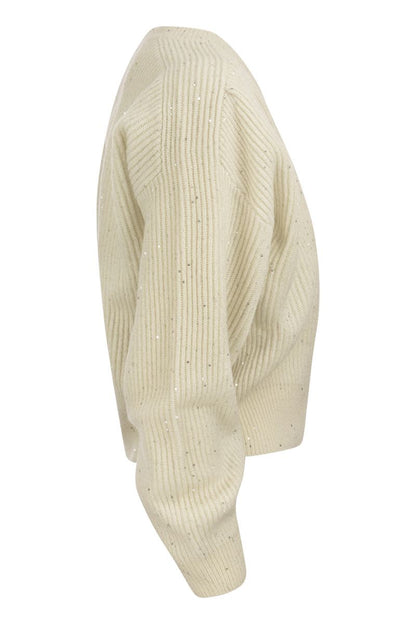 Dazzling & Sparkling cashmere and wool rib sweater - VOGUERINI