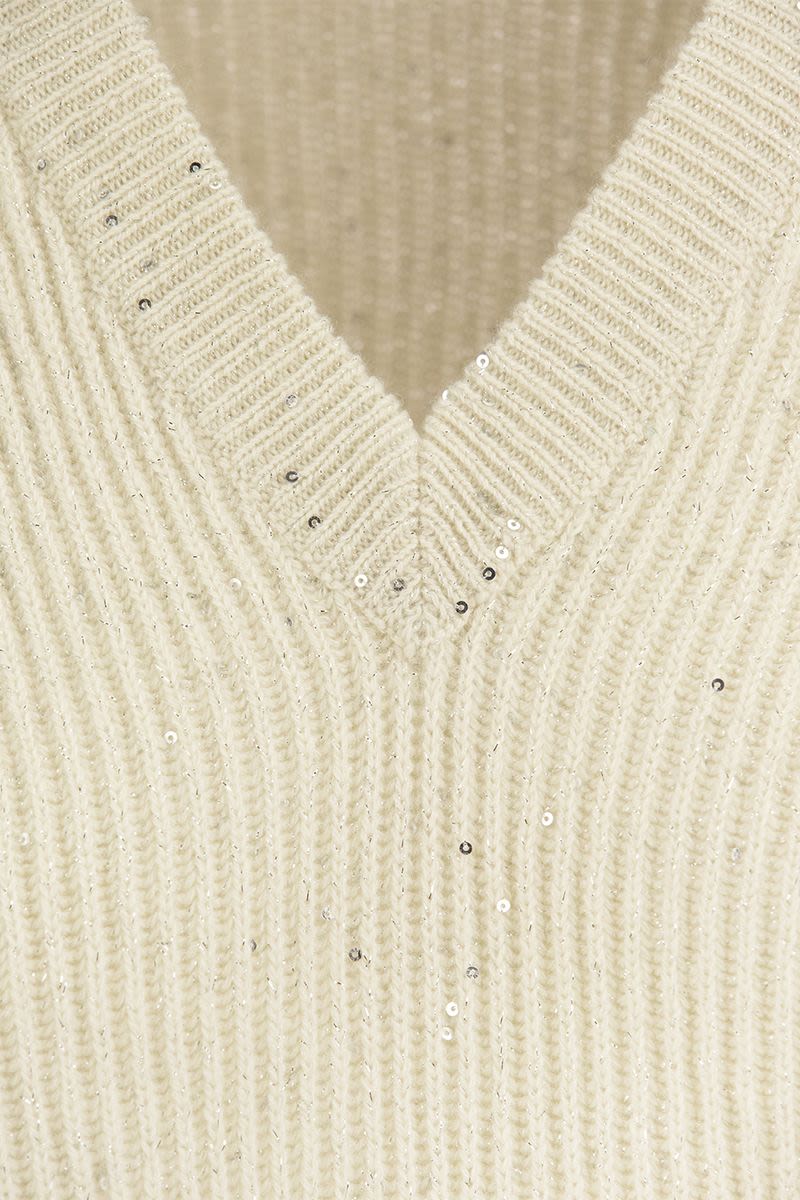 Dazzling & Sparkling cashmere and wool rib sweater - VOGUERINI