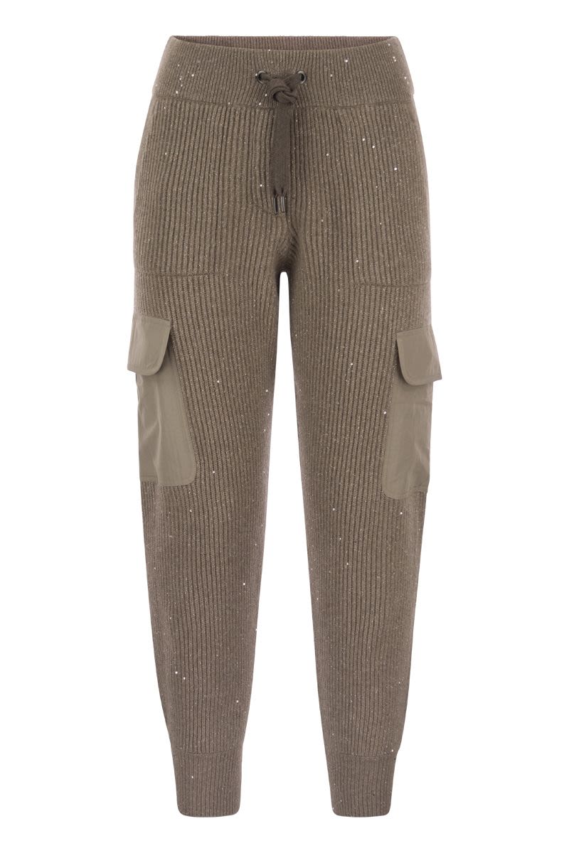 Sporty cargo trousers in shimmering wool and cashmere - VOGUERINI