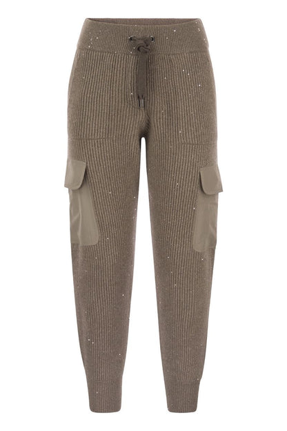 Sporty cargo trousers in shimmering wool and cashmere - VOGUERINI