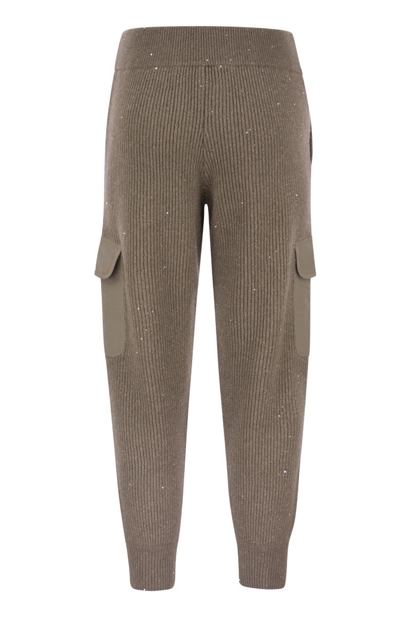 Sporty cargo trousers in shimmering wool and cashmere - VOGUERINI