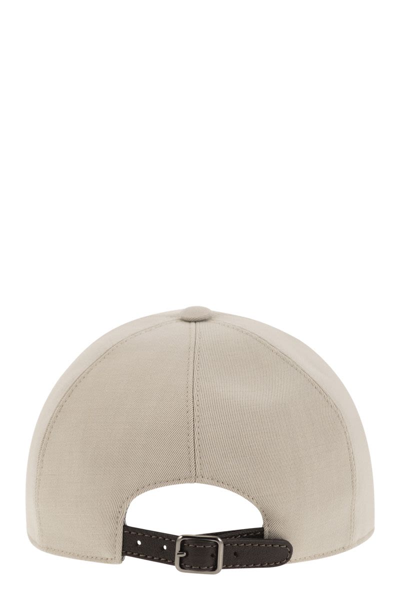 Viscose and linen gabardine baseball cap with Shiny Band