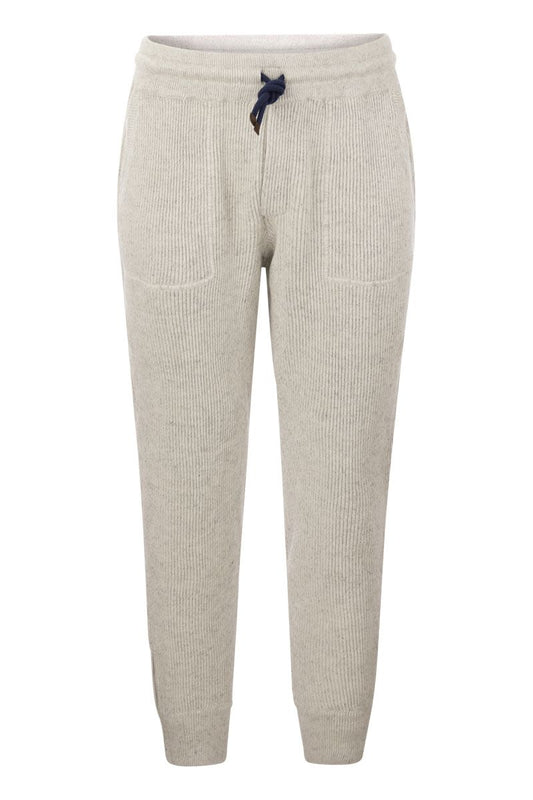 Cotton and linen knit trousers - VOGUERINI