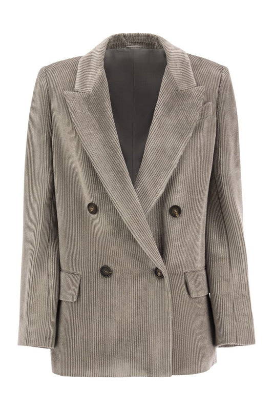 Hammered corduroy jacket with jewellery - VOGUERINI