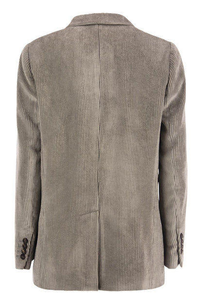 Hammered corduroy jacket with jewellery - VOGUERINI