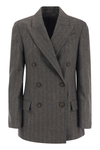 Double-breasted jacket in virgin wool blend - VOGUERINI