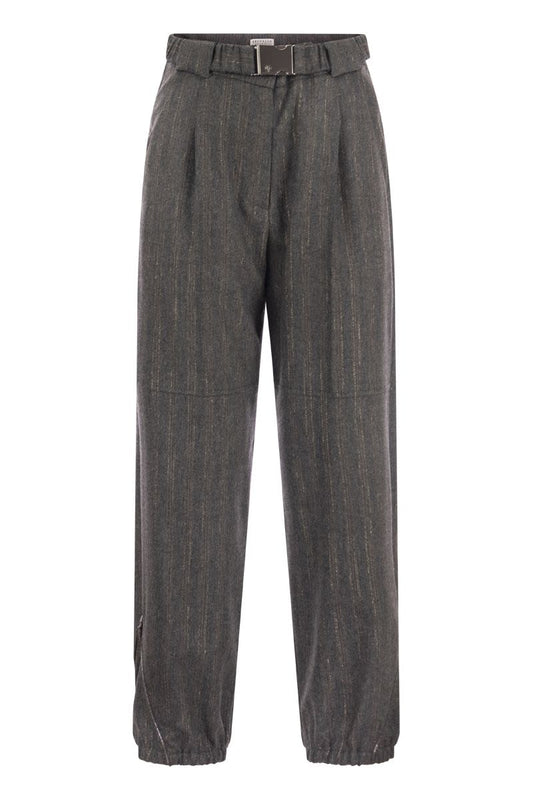 Shimmering wool flannel trousers - VOGUERINI