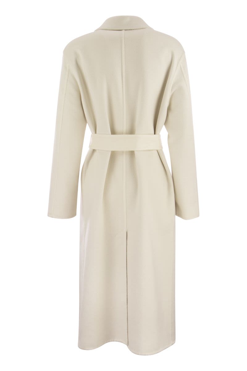 Double-breasted cashmere cloth coat with jewellery - VOGUERINI