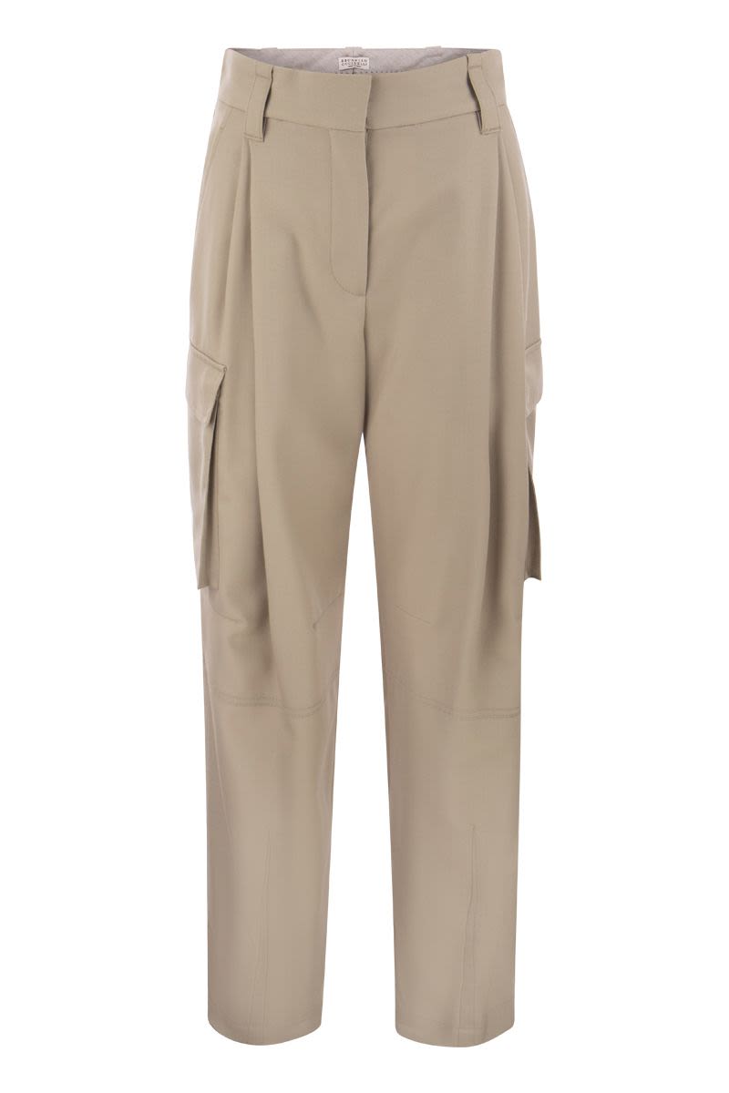 Wool Cargo Tailored Trousers - VOGUERINI