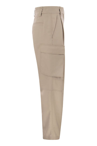 Wool Cargo Tailored Trousers - VOGUERINI