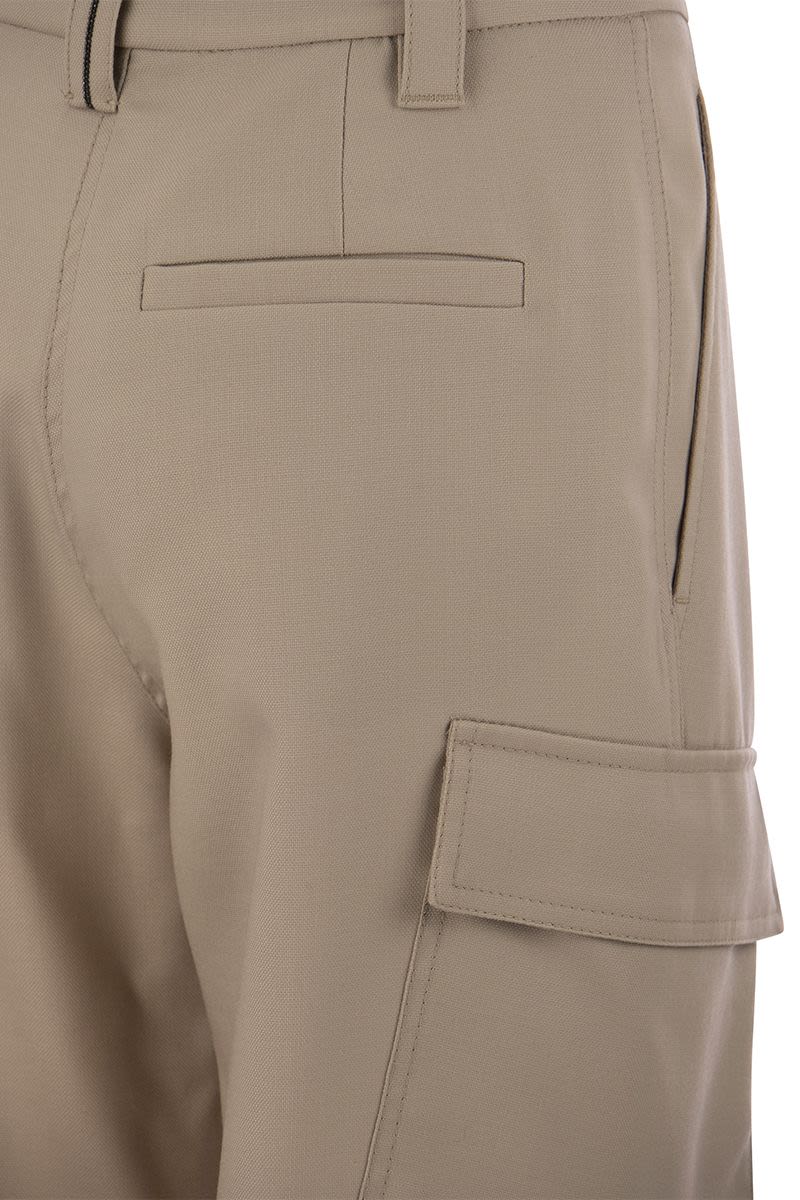 Wool Cargo Tailored Trousers - VOGUERINI