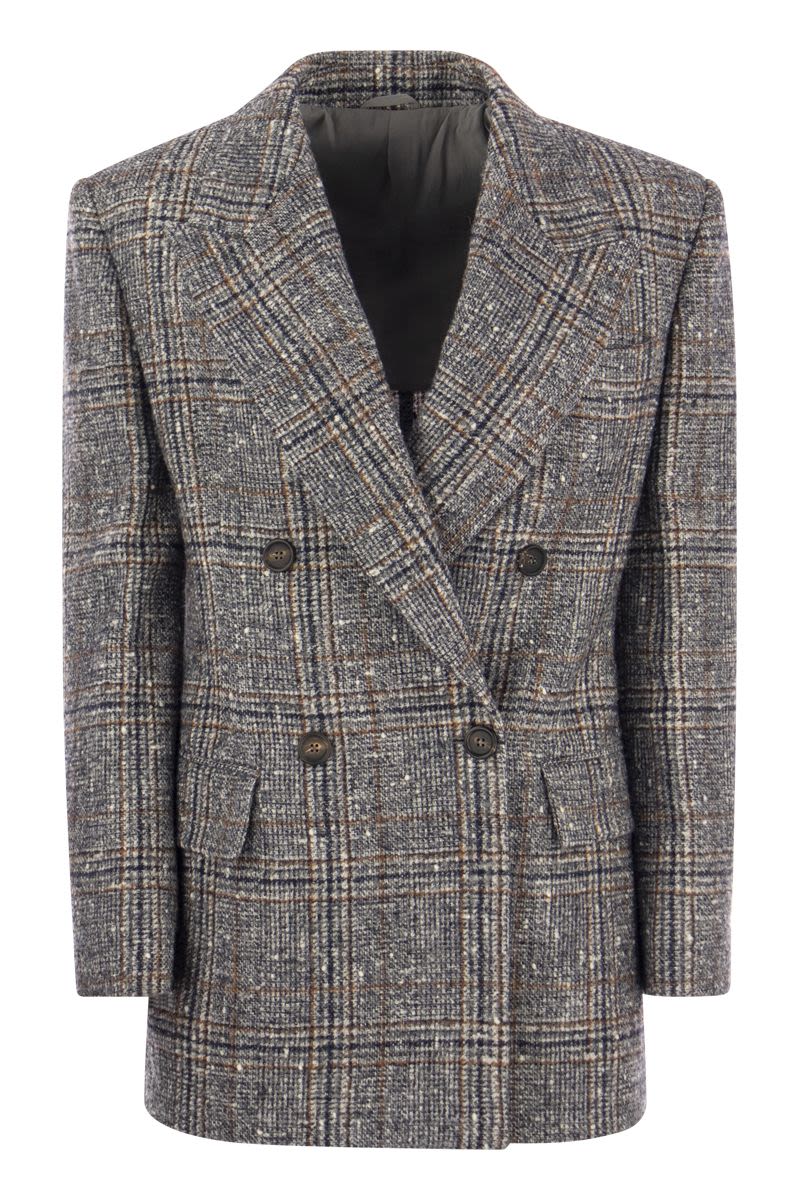 Prince of Wales wool and alpaca jacket with necklace - VOGUERINI