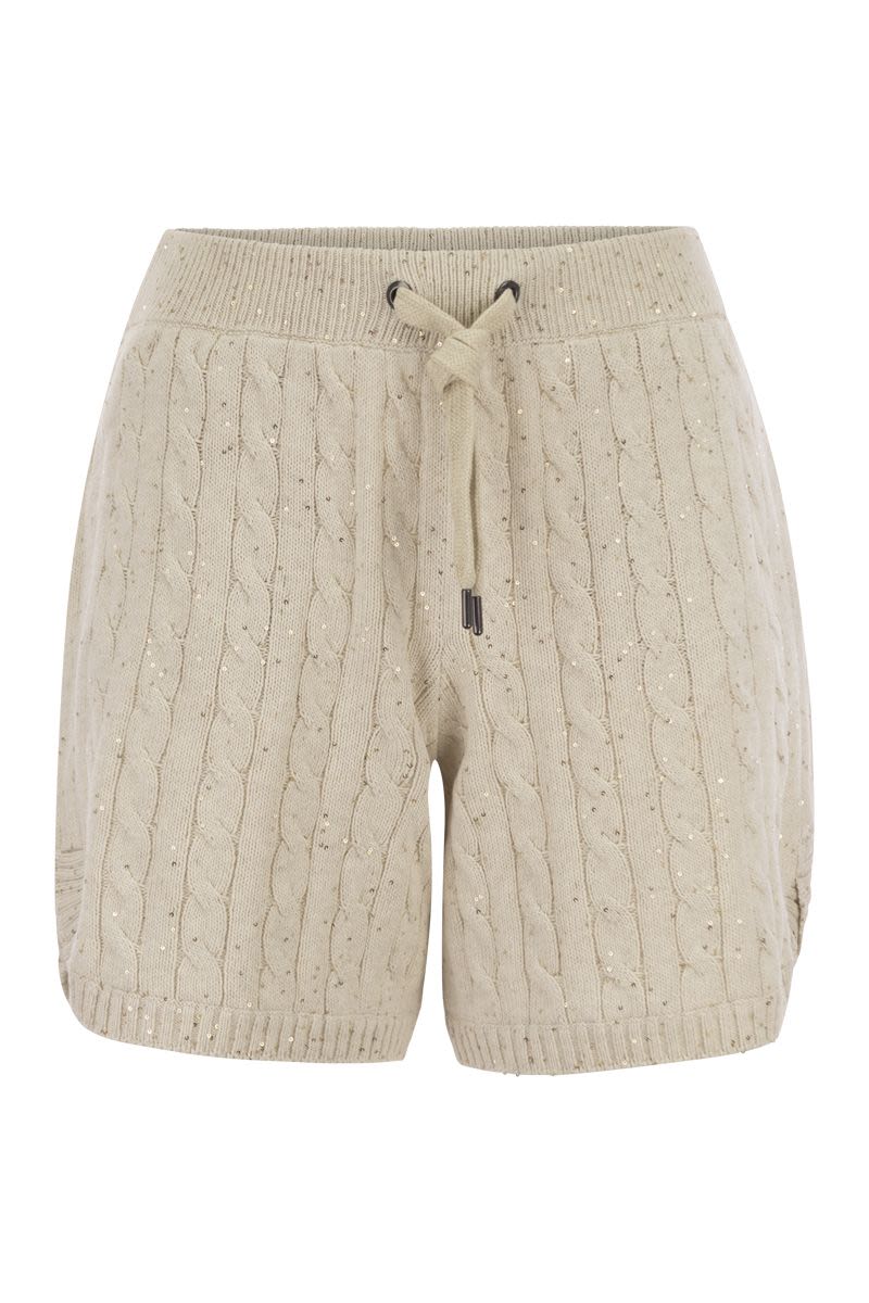 Cotton knit shorts with sequins - VOGUERINI