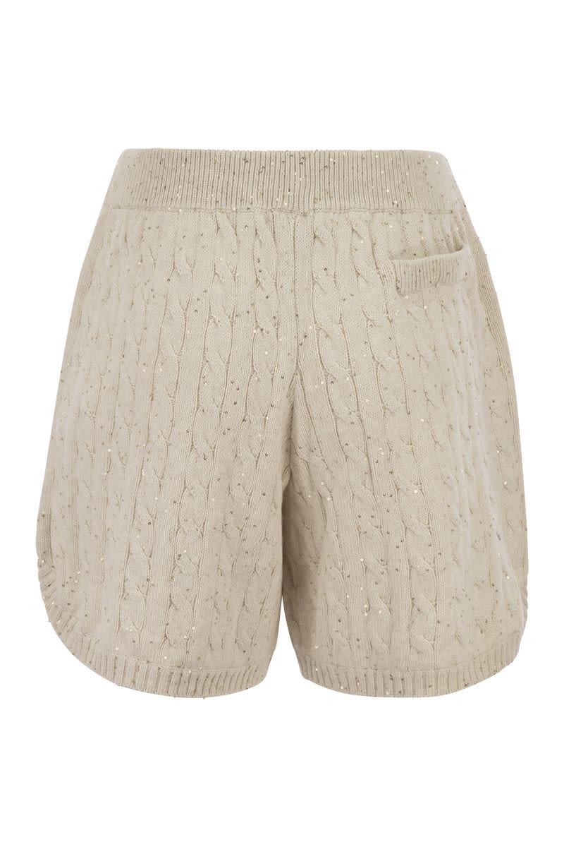 Cotton knit shorts with sequins - VOGUERINI