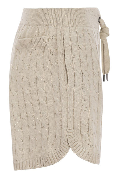 Cotton knit shorts with sequins - VOGUERINI