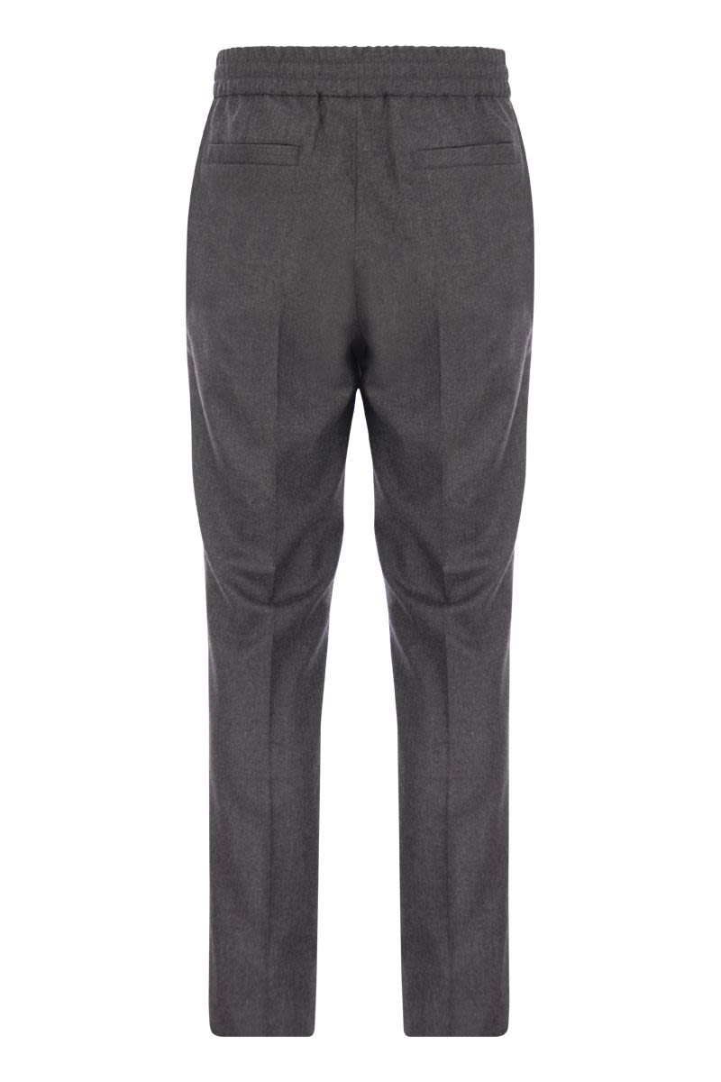 Leisure fit wool trousers with drawstring and darts - VOGUERINI