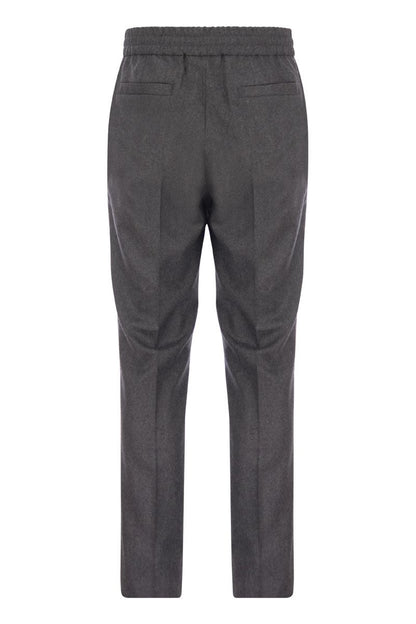 Leisure fit wool trousers with drawstring and darts - VOGUERINI