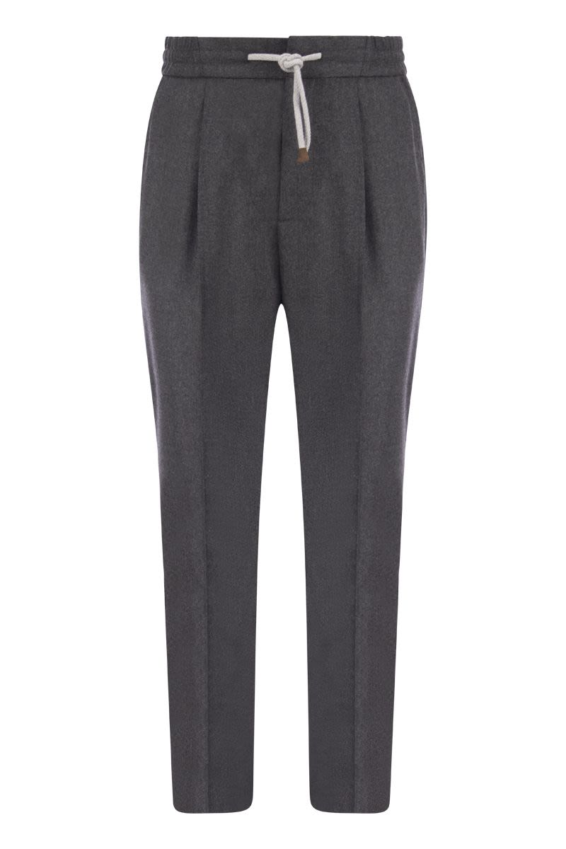 Leisure fit wool trousers with drawstring and darts - VOGUERINI