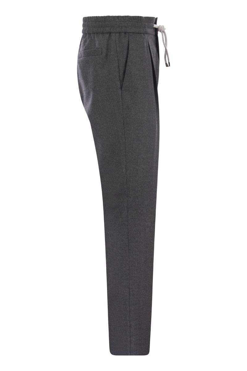 Leisure fit wool trousers with drawstring and darts - VOGUERINI