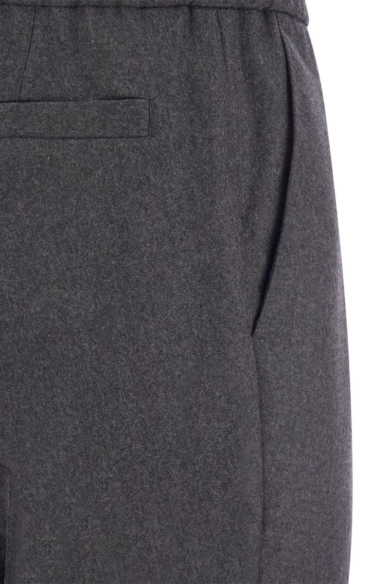 Leisure fit wool trousers with drawstring and darts - VOGUERINI