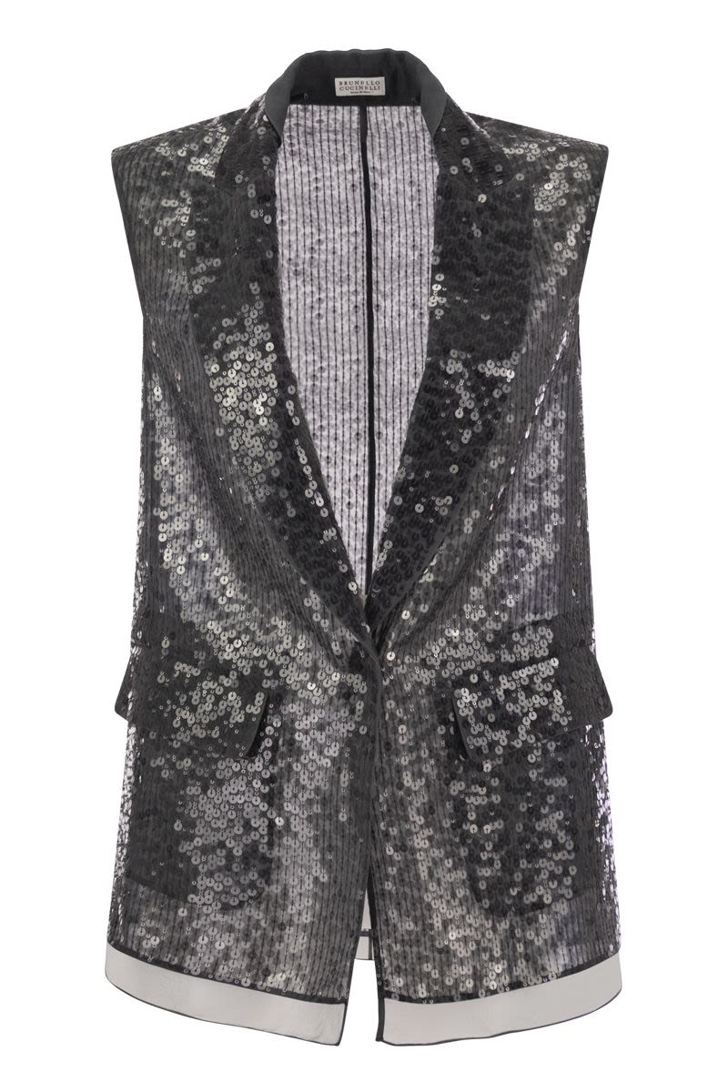 Dazzling Silk Embroidery Vest - VOGUERINI