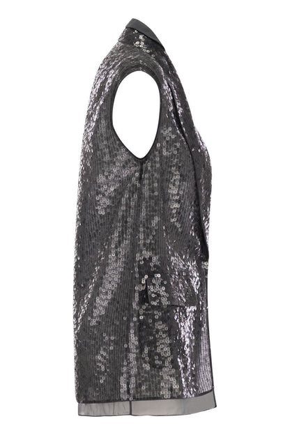 Dazzling Silk Embroidery Vest - VOGUERINI