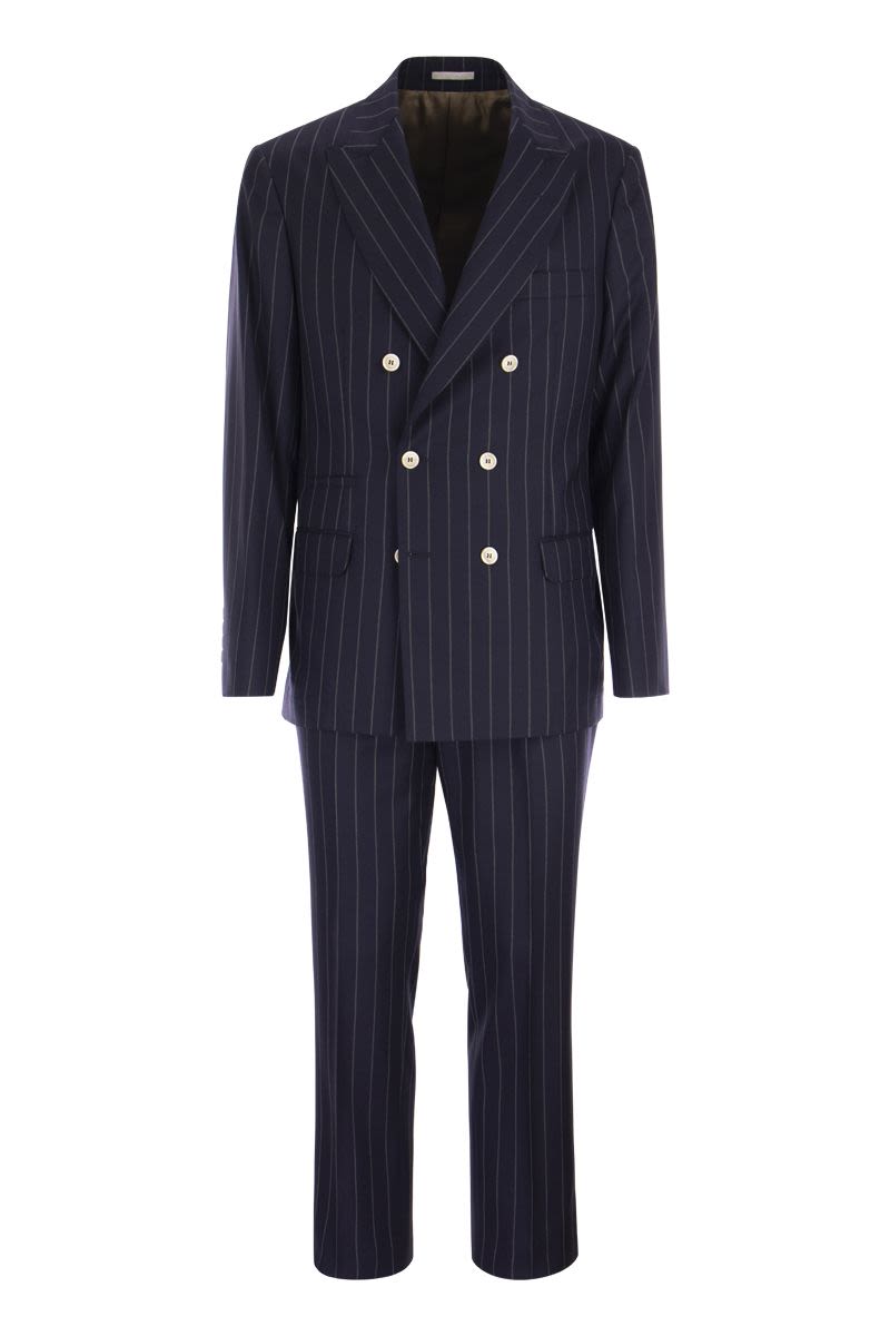 Wide pinstripe tailored suit in pure wool - VOGUERINI