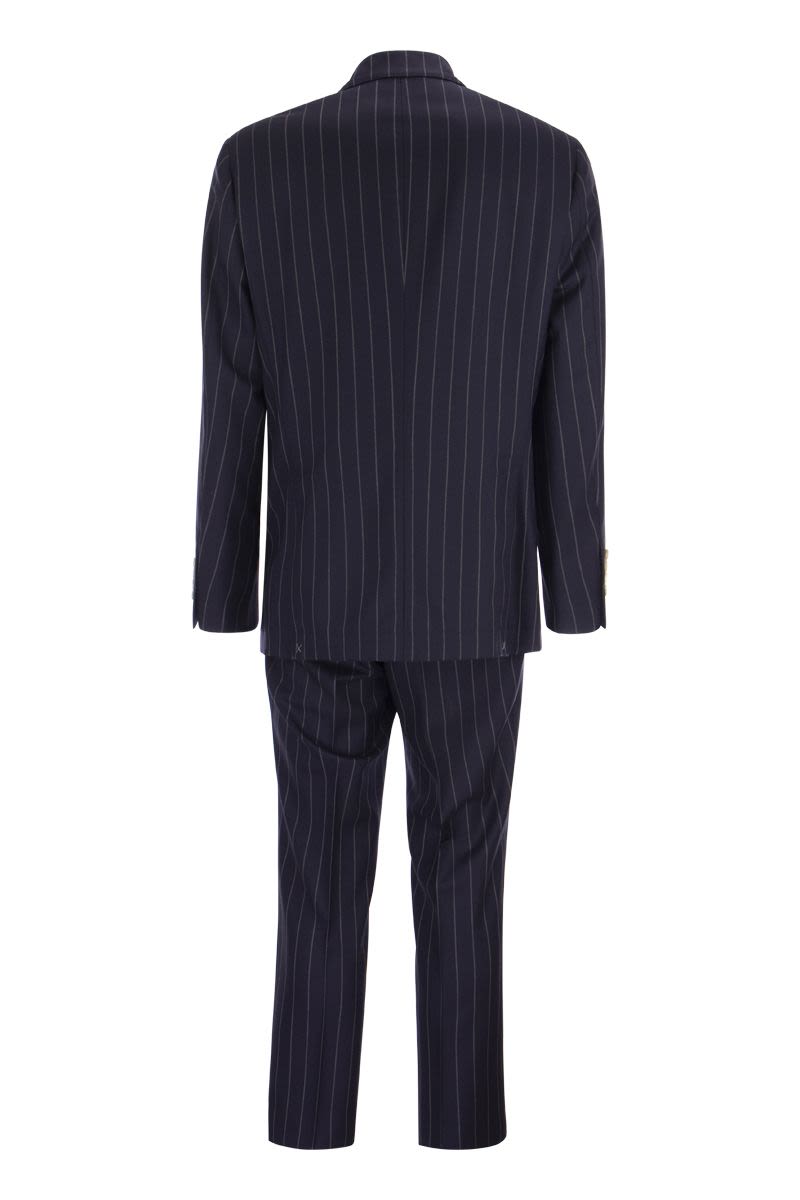 Wide pinstripe tailored suit in pure wool - VOGUERINI