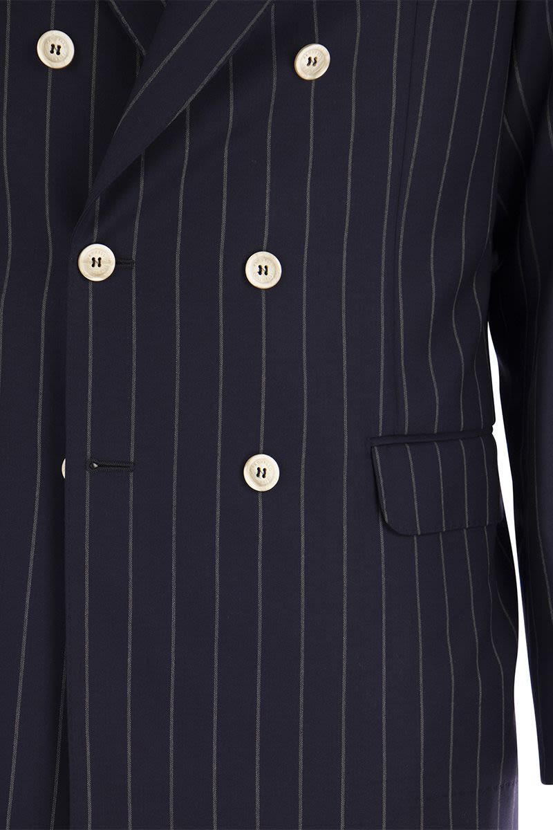 Wide pinstripe tailored suit in pure wool - VOGUERINI