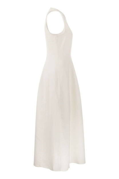 Fluid viscose and linen twill dress - VOGUERINI