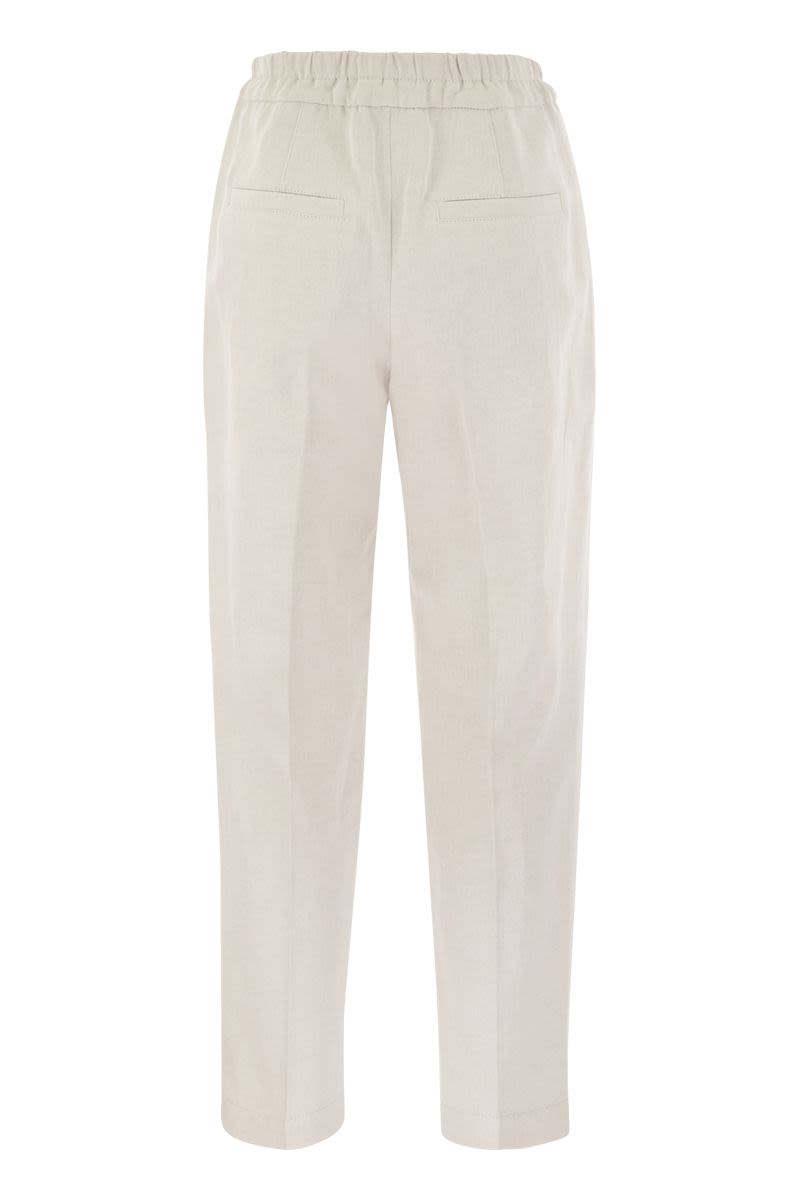 Slouchy trousers in cotton gabardine and linen