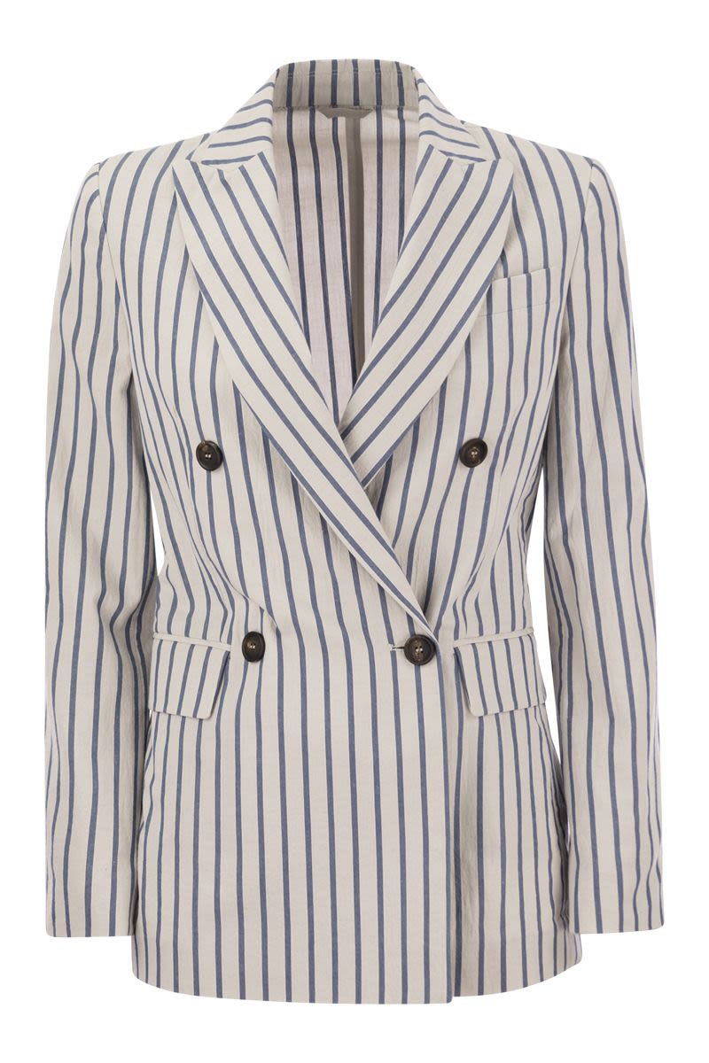 Double-breasted jacket in cotton and linen - VOGUERINI