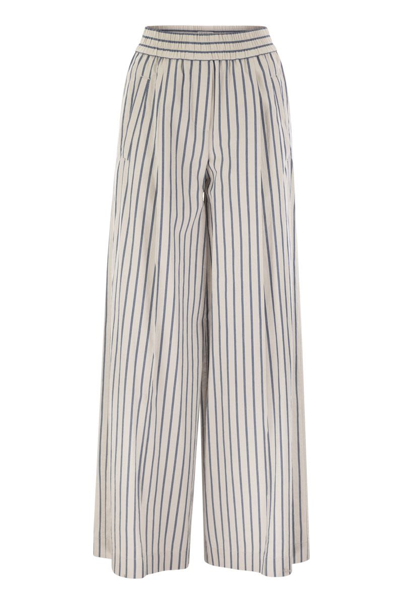 Loose Track Trousers in Wrinkled Cotton Linen Poplin