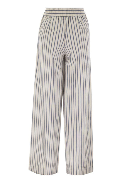 Loose Track Trousers in Wrinkled Cotton Linen Poplin