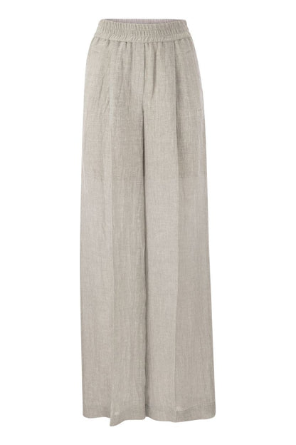 Wide trousers in linen blend - VOGUERINI