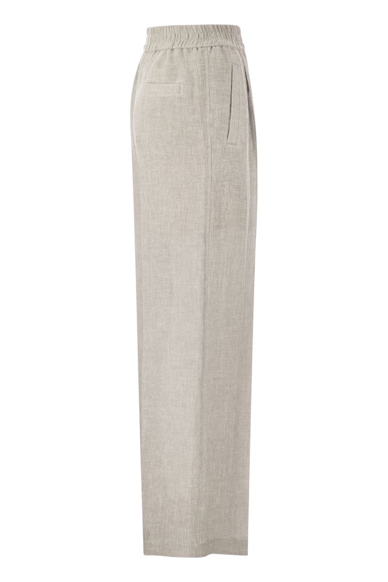 Wide trousers in linen blend - VOGUERINI