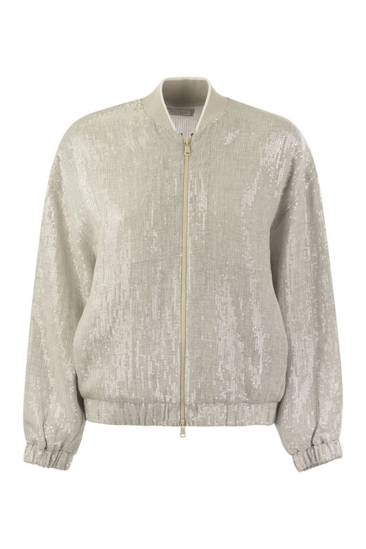 Dazzling linen gauze bomber jacket