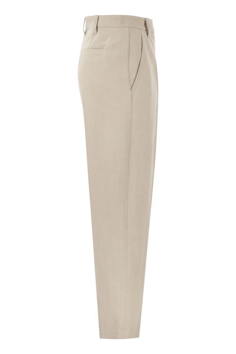 Curved viscose and linen trousers - VOGUERINI