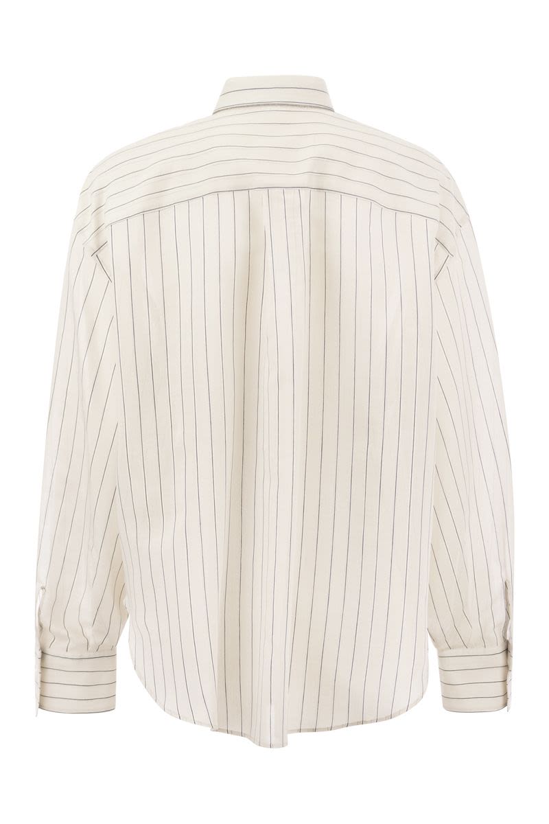 Sparkling Stripe cotton-silk poplin shirt with necklace - VOGUERINI