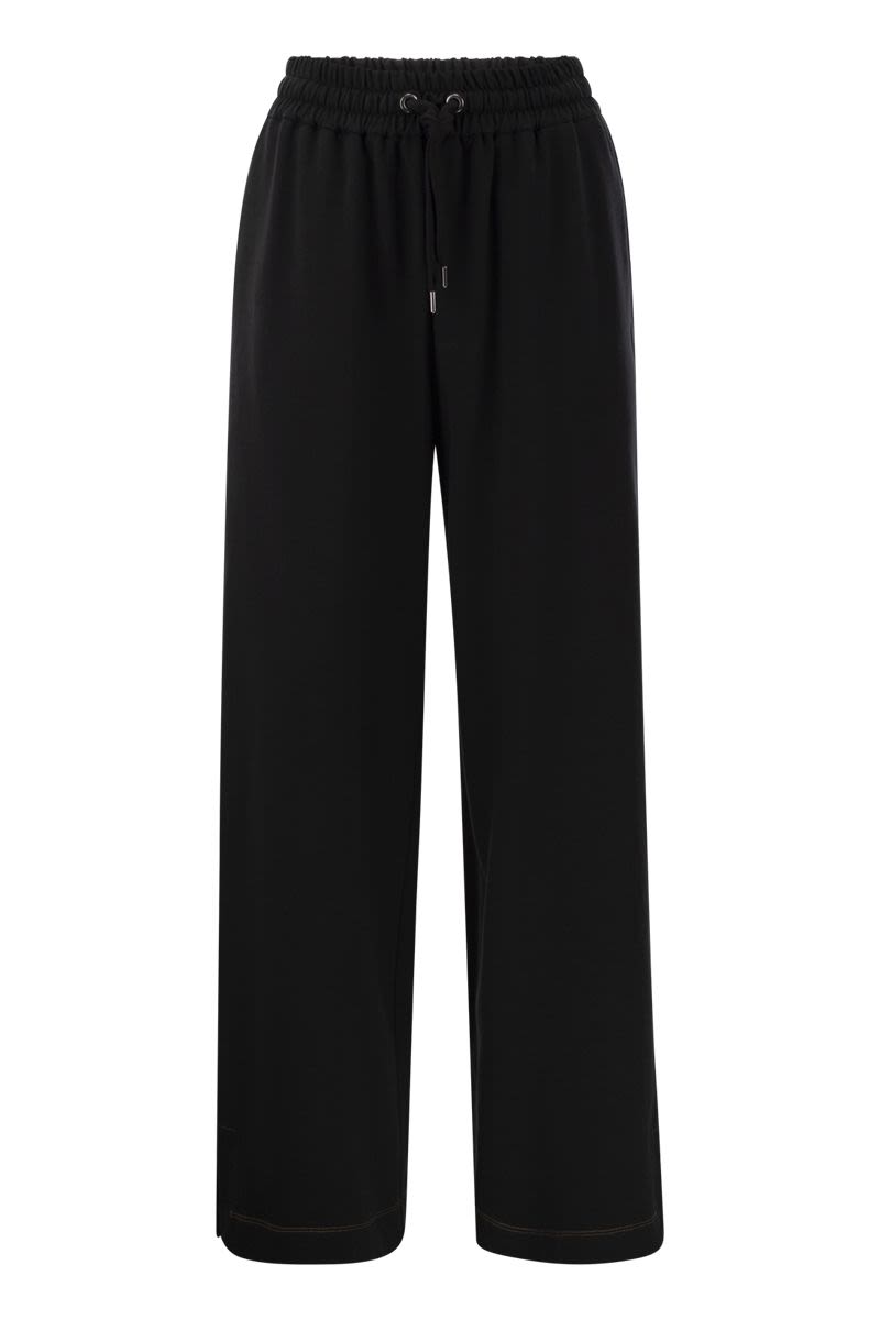 Light stretch cotton fleece trousers with Shiny Tab - VOGUERINI