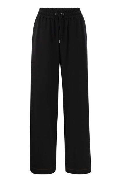 Light stretch cotton fleece trousers with Shiny Tab - VOGUERINI