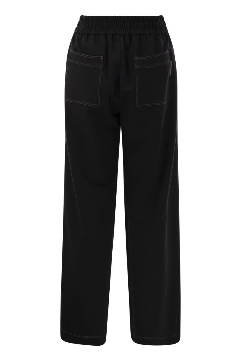 Light stretch cotton fleece trousers with Shiny Tab - VOGUERINI