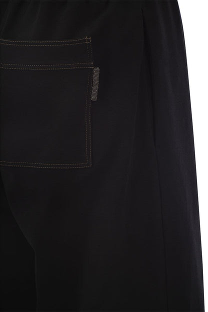 Light stretch cotton fleece trousers with Shiny Tab - VOGUERINI