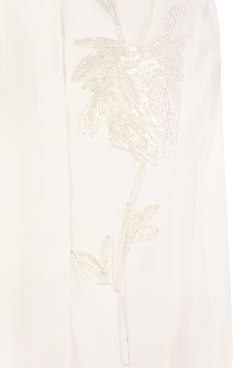 Cotton organza shirt with Dazzling Magnolia Embroidery