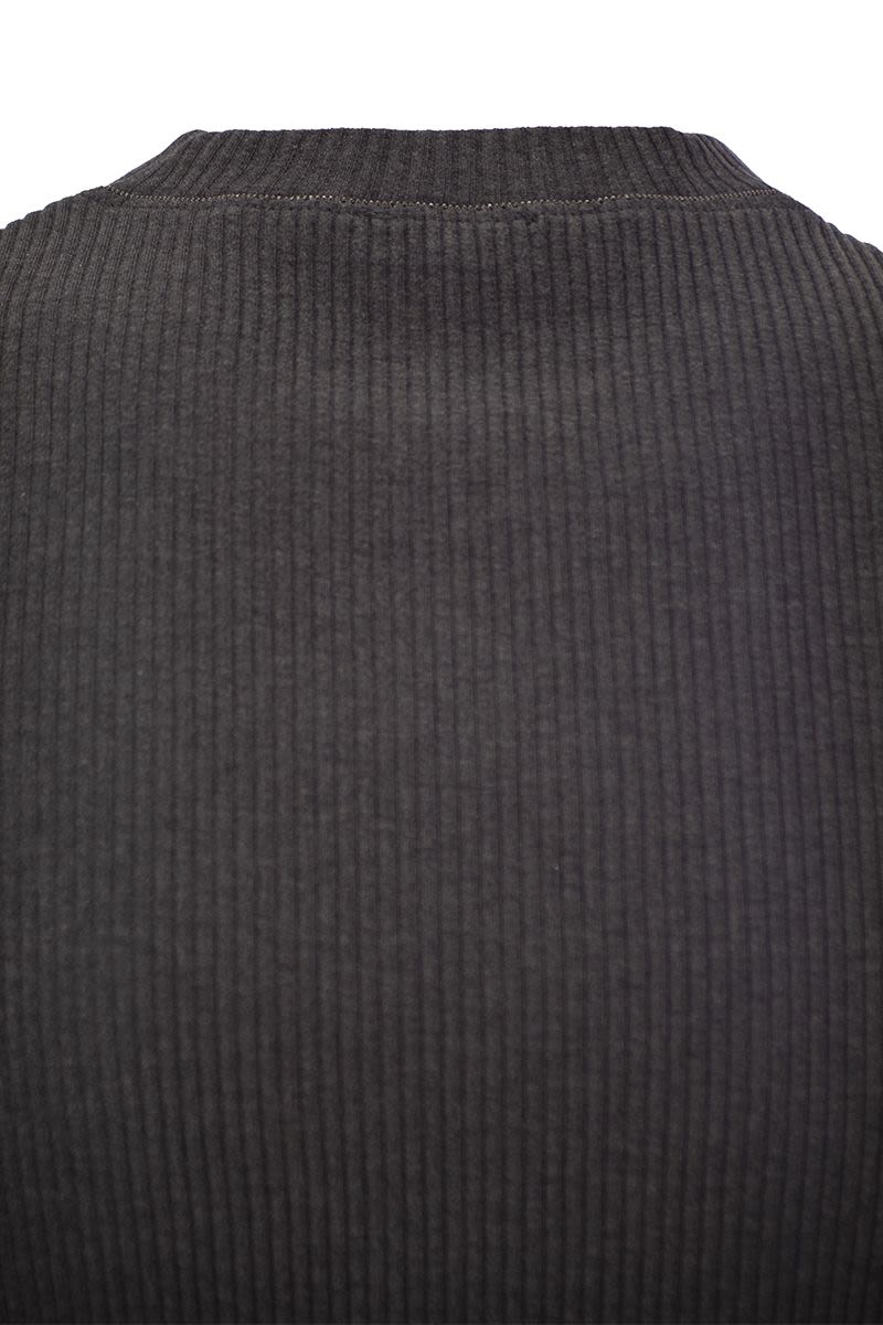 Ribbed cotton jersey top with monile - VOGUERINI