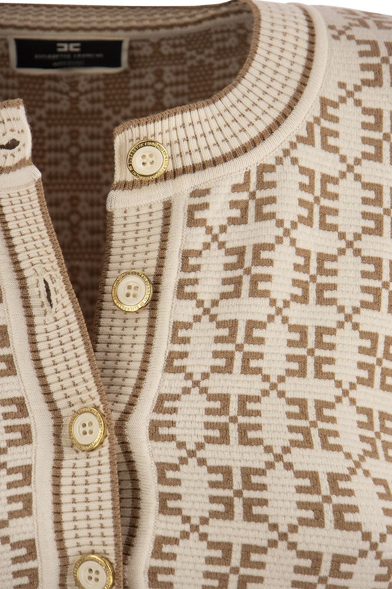 Jacquard logo knit crop cardigan - VOGUERINI