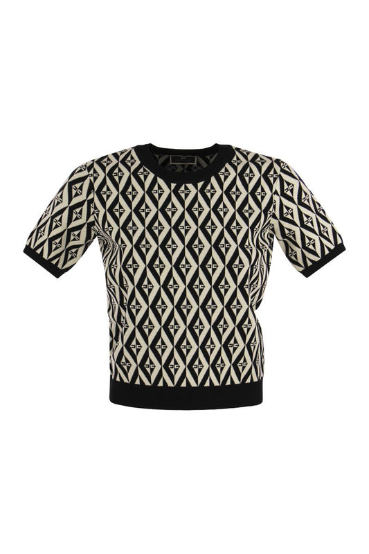 Knitted T-shirt with diamond pattern - VOGUERINI