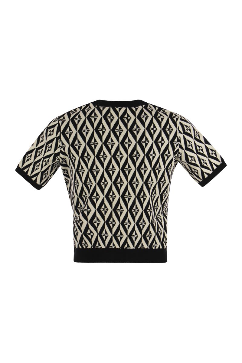 Knitted T-shirt with diamond pattern - VOGUERINI