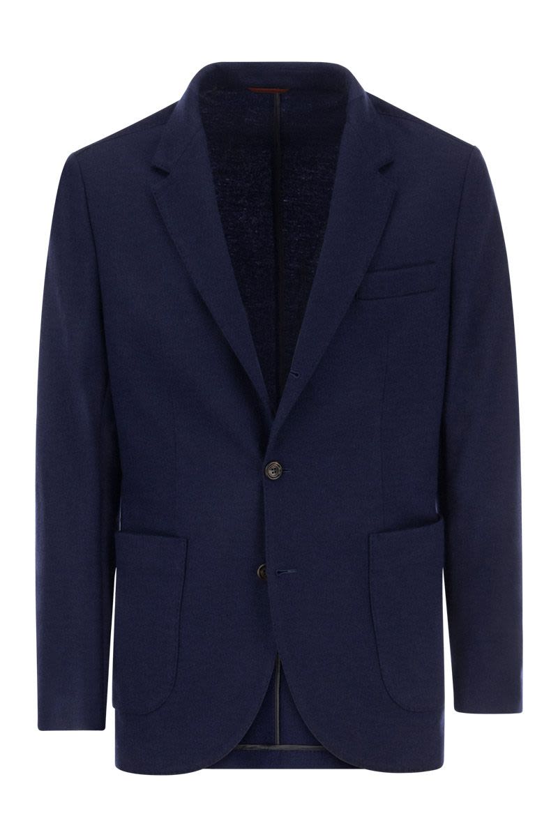 Cashmere jersey blazer with patch pockets - VOGUERINI